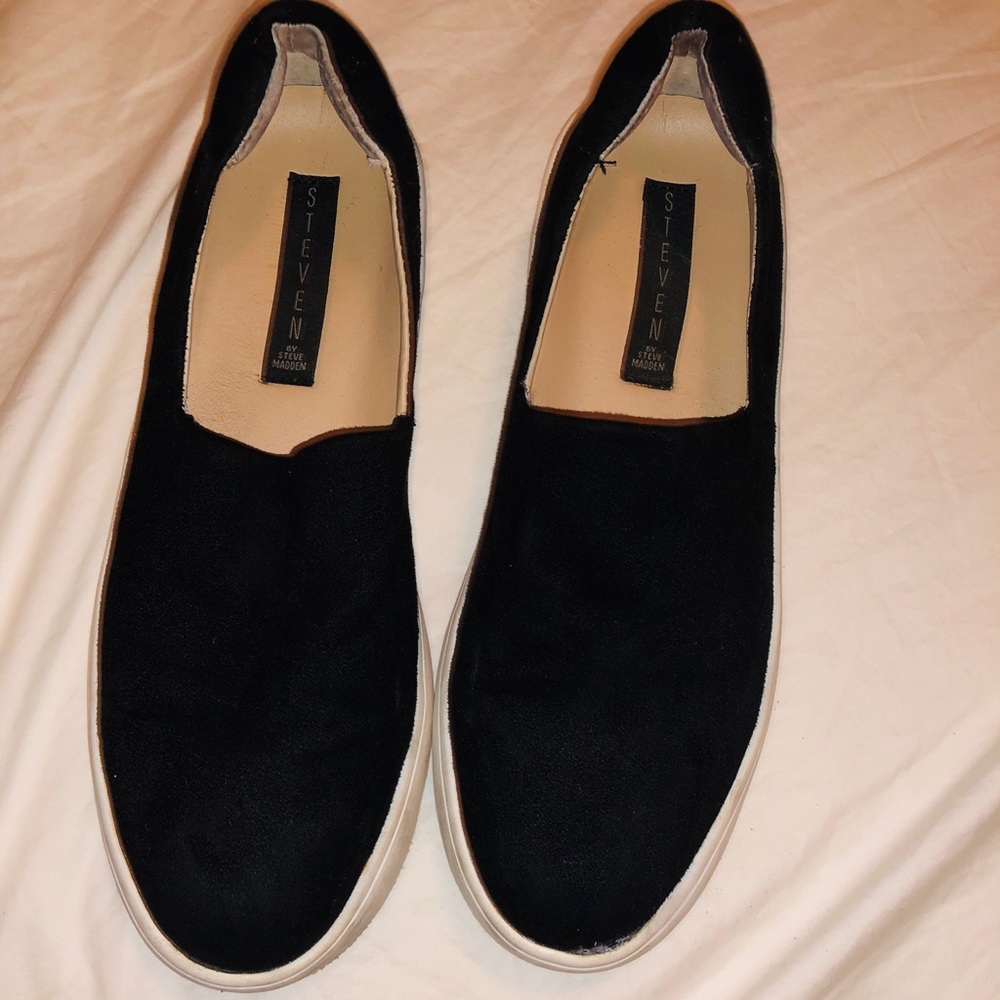 Velvet, black platforms